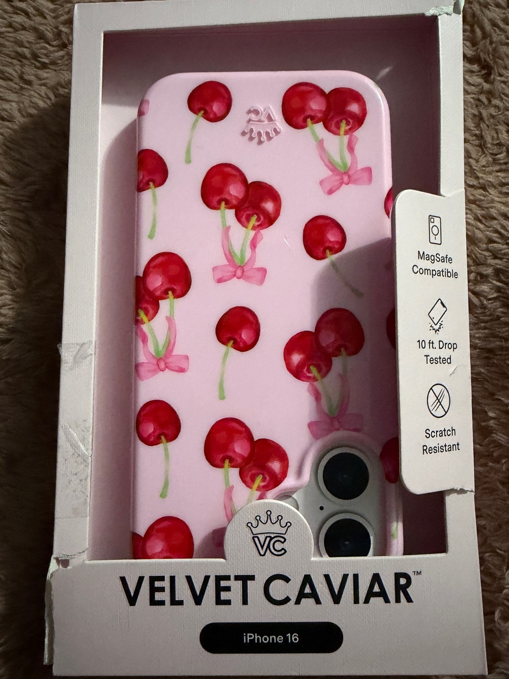 VELVET CAVIAR iPhone 16 Case - Sweet Cherry: Plastic Cover with Cherry Pattern